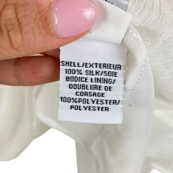 Diane Von Furstenberg Sheer Silk Long Sleeve Tie Up Keyhole Neck Blouse - Picture 8 of 14